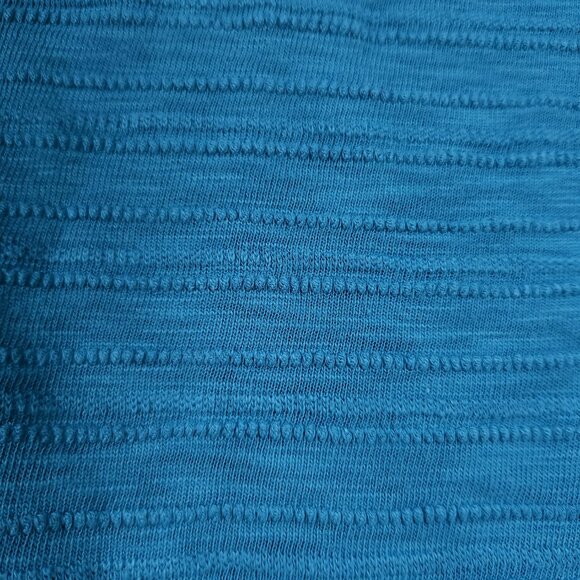 J Jill Lagenlook Blue Textured Knit Top Medium Long Sleeve Kangaroo Pocket Artsy - Picture 12 of 13